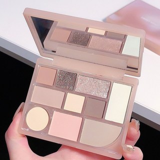 10色彩妝綜合盤高光臥蠶修容腮紅眼影提亮多功能彩妝盤, 1個, 十色彩妝修容盤02色+1品wash清膚巾