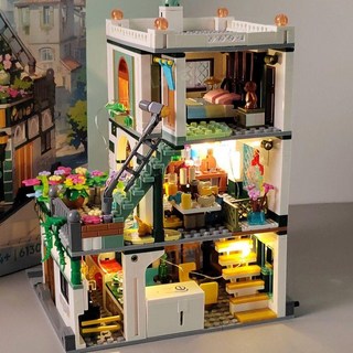 소녀의집 빌라 커피숍 빌딩 블록, 1개, E. 귀여운 애완동물 집