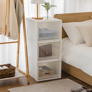 아이리스 국내생산 시스템 수납박스 대형 서랍장 BC-500D, 클리어, 3개