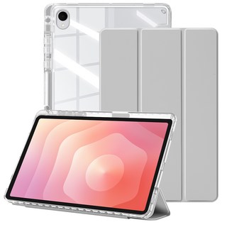 DANYCASE 펜 슬롯이 있는 스마트 태블릿 커버 투명한 경질 아크릴 커버 삼성 갤럭시 탭 케이스, 회색