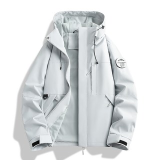 情侶款戶外單層風衣外套 男款夾克登山服, 灰色