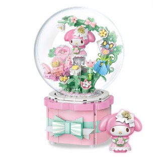 산리오 마이멜로디 쿠로미 오르골 뮤직박스 블록 2종 택1 캐릭터 애착 장난감 생일 조카 크리스마스 선물, 01.마이멜로디 스위트플라워 오르골 뮤직박스, 1개