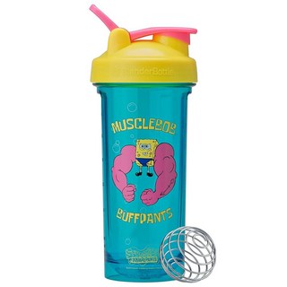 블랜더보틀 BlenderBottle 스폰지밥 셰이커 보틀 프로 시리즈 단백질 쉐이크 및 운동 전 사용에 적합 828ml(28온스) 옐로우/블루 머스클밥 버프팬츠 [관세포, BlenderBottle 스폰지밥 셰이커 보틀 프로 시, 1개