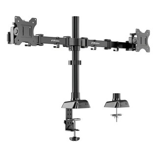 17-32吋雙旋臂螢幕架，適用雙夾具電腦顯示器支架, 雙臂支架, 黑色