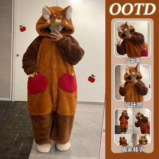 可愛小浣熊睡衣 珊瑚絨加厚睡袍