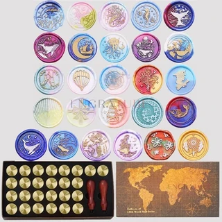 12/26개 빈티지 왁스 씰 스탬프 지도 선물 상자 키트 DIY 초대장 봉투 장식 웨딩, 01 CHINA, 21 26pcs Seals Set 10