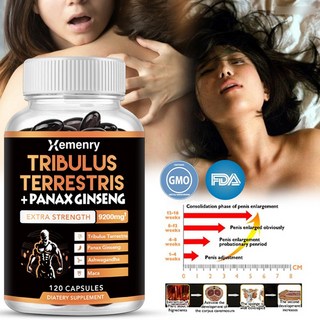 트리블러스 + 인삼 - 트리블러스 테레스트리스 추출물 마카 뿌리 추출물 및 인삼 뿌리 추출물 함유 - 천연 항산화제 및 근육 성장제, 2개, 60정