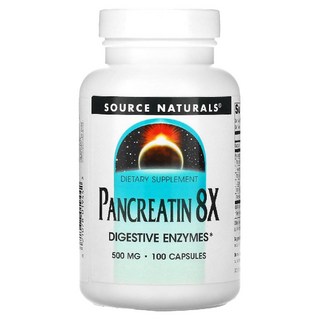 미국산 소스내츄럴스 판크레아틴 8X 500mg 100캡슐 Source Naturals Pancreatin 8X 선물증정, 100정, 1개