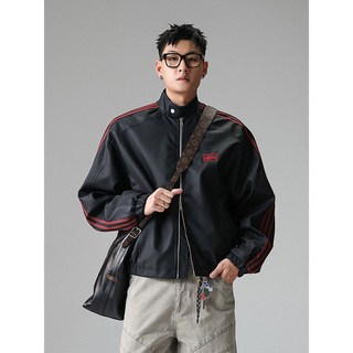 【復古雅痞】皮衣夾克 機車服 皮夾克 外套 男裝 潮牌 立領短款 PU皮 黑色 美式復古 修身有型 春秋穿搭