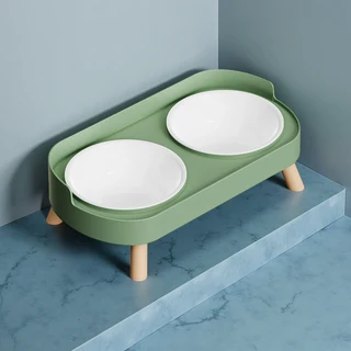 ​도파민 컬러풀 고급 애완동물 급식기: 목 지지대가 있는 이중 스테인리스 스틸 그릇 - 위한 패션 음식 및, 03 Plastic Green