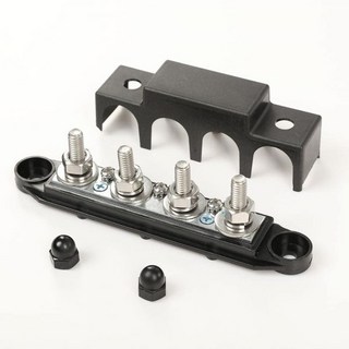 12V 250A 전원 분배 블록 버스바 4개 5/16"M8 스터드 포함 4포스트 배터리 터미널 자동차 RV 트럭 선박 태양광 및 전기 장비용 빨강 검정 USA, 250A/5/16"(Black)