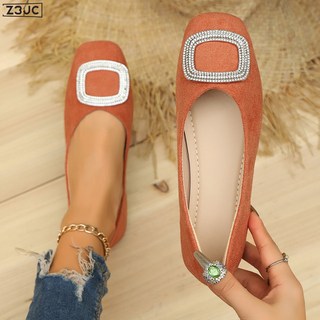 Z3JC 方頭平底大碼通勤女鞋設計感淺口氣質單鞋軟底平底鞋