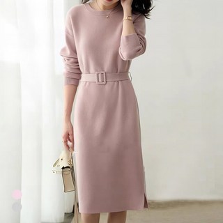 클라셰 페미닌니트슬릿원피스+벨트SET_CL5WOP001C