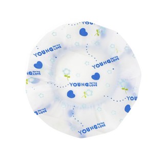 伴佳家 鬆緊防水浴帽 多色可選 可愛造型 染髮 沐浴 化妝 美容 兒童浴帽, 1個, 可愛浴帽-花心藍