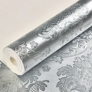 asella 금박지 골드벽지 은빛벽지 포인트벽지 금시트지, 실버 유럽 패턴 7C222 고휘도 매우