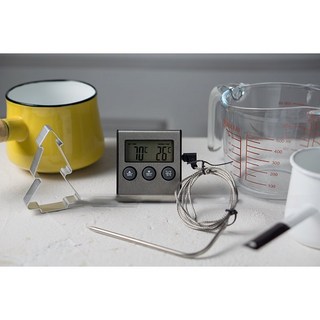 煮糖專用溫度計 探針式電子溫度計 廚房料理烘焙適用 附電池, 1個, (1)長探針溫度計+鍋邊夾-330元