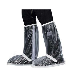 SooGree 방수 레인 슈즈 커버 남성용 재사용 가능한 접이식 스노우 부츠 신발 커버 반사판 포함 미끄럼 방지 프로텍터 비 오는 날 사이클링 원예 낚시 하이킹 농, Large, 투명