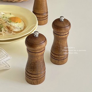 橡木研磨器 研磨罐 胡椒研磨器 手磨罐 調味罐 廚房工具, 1個, 調味瓶22cm,1個