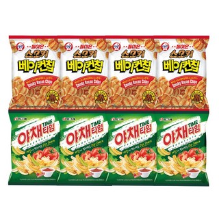 빙그레 스모키 베이컨칩 70g 4개 + 야채타임 70g 4개, 1개