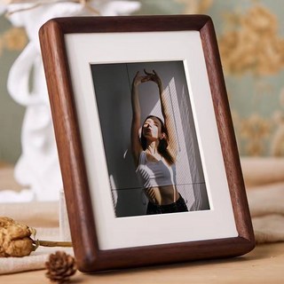 래미고 원목 포토 프레임 탁상용 우드 스탠드 결혼 액자, 1개, 브라운