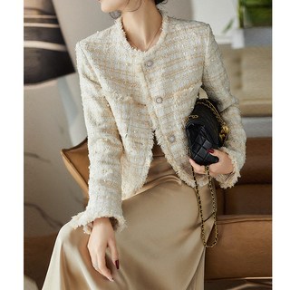 【小香風粗花呢】短外套 女裝外套 春秋外套 短款上衣 小香風上衣 珍珠羊毛混紡 高端通勤 名媛氣質 2026春秋新款