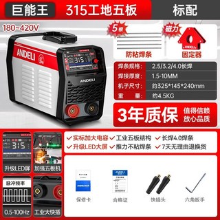 安德利電焊機250 500 220V/380V 工業級雙電壓兩用電焊機, 1個, 工地五板巨能王315,套餐二（ 含電焊焊鉗 配件）