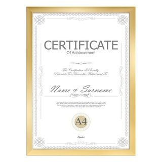 olivet 내추럴 우드 인테리어 액자 벽걸이 탁상용 겸용 무타공 사진틀 A4, 1개, 금색