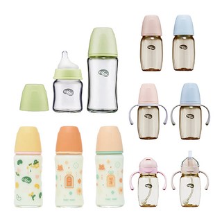 nac nac 妍心35% PPSU晶透/金菱防脹氣玻璃寬口奶瓶 - 多款可選, (晶透)愛的灌溉240ml#20087, 1個, 240ml