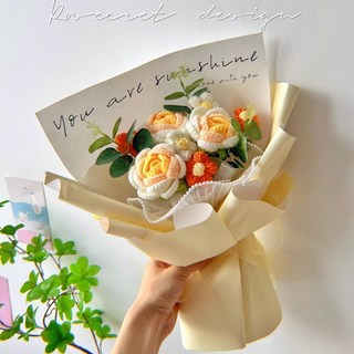 麥麥先生百貨 情人節禮物 閨蜜禮物, 中花束香檳玫瑰【送禮袋+燈+賀卡】, 1個