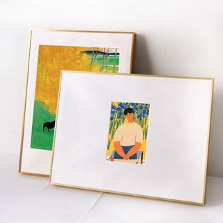 《小日子家居館》簡約創意鋁閤金相框 定任意尺寸裝裱海報拚圖畫框 掛牆定細窄邊製做, 1個, 亞光金,16寸掛式[可放30.5*40.6cm]