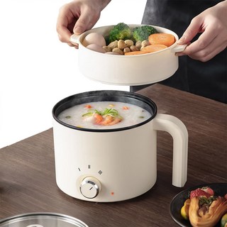 소형 전기냄비 1-2인용 전기라면포트2인용 주전자 멀티쿠커, White, 전기냄비분리형