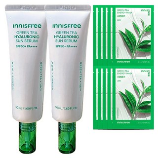 이니스프리 그린티 히알루론산 진정수분 선세럼 50mL 2개+(그린티 마스크 10매 증정), 2개