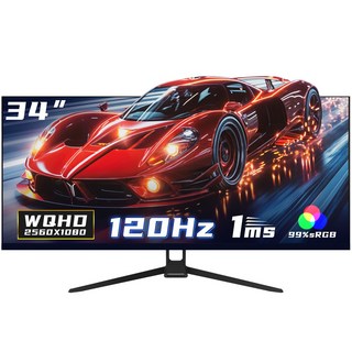 34인치 울트라 와이드 커브드 게이밍 모니터 1500R 4k UWQHD 165Hz 2k120Hz 평면 PC 모니터 할인중, 88cm, 2560*1080 120Hz 평면