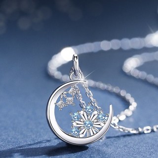 月亮與雪花造型項鍊 精緻墜飾 女性飾品