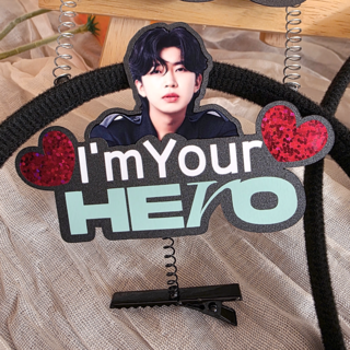 임영웅 콘서트 응원봉 머리띠 머리핀 굿즈 이름표 네임핀 HERO 연예인, 1개, 03[포토머리핀]I'mYourHERO