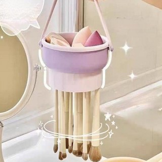 品質優選 化妝刷清洗碗 不傷刷毛矽膠洗晾收納一體神器 粉撲清潔工具 清洗盒, 1個, 升級款【仙女必備】芋泥麻薯