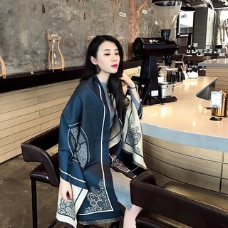 法式羊絨圍巾女優穿搭送禮兩用雙面百搭超長加厚羊毛披肩保暖圍脖