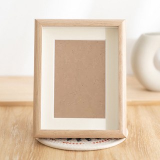 디모어 라운드 스탠드 벽걸이 우드 프레임 액자 내지포함, 1개, 화이트 오크