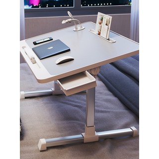 IKAE可折疊升降床上小桌子家用學習書桌簡約臥室電腦飄窗宿舍小桌, N3加強款【高級灰】+抽屜