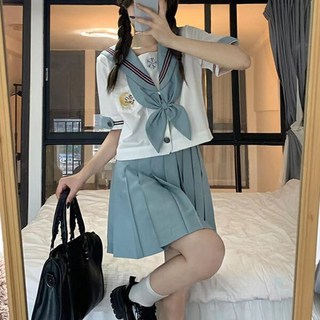 아트박스/교복몰 세줄라인 소라색 반팔 마린 세라복 교복세트 학생복