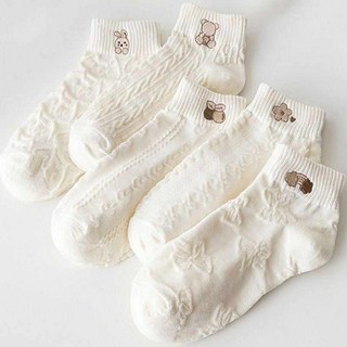 韓系舒適透氣短襪五入組，多款圖案均碼百搭