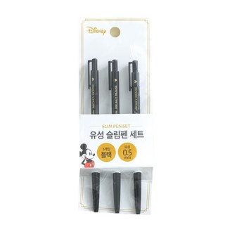 디즈니 심플 유성 슬림 펜, 3개, 블랙