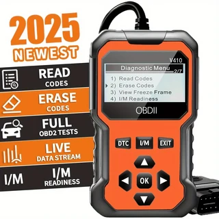 V410 OBD2 스캐너: 1996년부터 자동차/트럭용 엔진 경고등 고정 실시간 데이터 및 코드 | 프리즈 프레임, 01 Orange