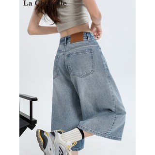 여성 하이웨이스트 와이드 크롭진 여름 루즈핏 청바지 데일리 캐주얼 시원한 착용감 편안한 외출용 스타일리시한 청바지 디자인