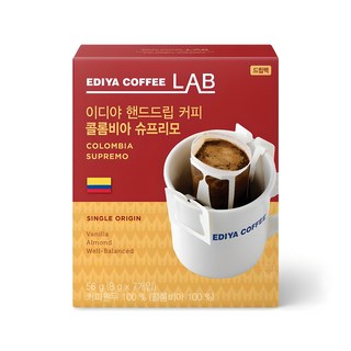 이디야커피연구소 핸드드립 콜롬비아 슈프리모 드립커피, 8g, 7개입, 1개