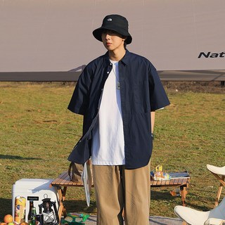 日系工裝短袖襯衫 男寬鬆 cityboy 短襯衫 情侶襯衫 戶外休閒上衣
