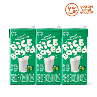 유아왓유잇 식물성 라이스 베이스드 1L (YWE) 글루텐프리 식이섬유 가루쌀음료 대체식 쌀우유, 3개