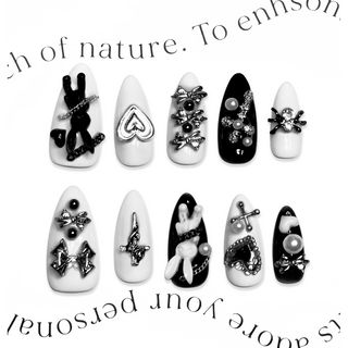 NEXORA 젤 네일팁 프레스온 네일 펑키래빗 디자인 (NEW) / 셀프네일 손톱팁 단품팁, 1세트, M