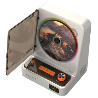 Leapwell復古CD播放機，Hi-Fi高解析音質，炫彩氛圍燈光，5200mAh超長續航力, 奶白色, CD播放器