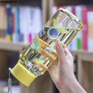 ins小衆高顏值運動水杯，韓版學生便攜防摔耐熱塑料太空杯, 薄荷綠（加厚送帖紙）,1000ML, 1個